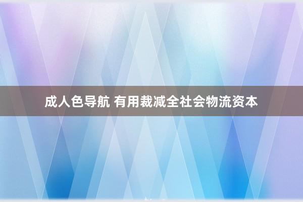 成人色导航 有用裁减全社会物流资本