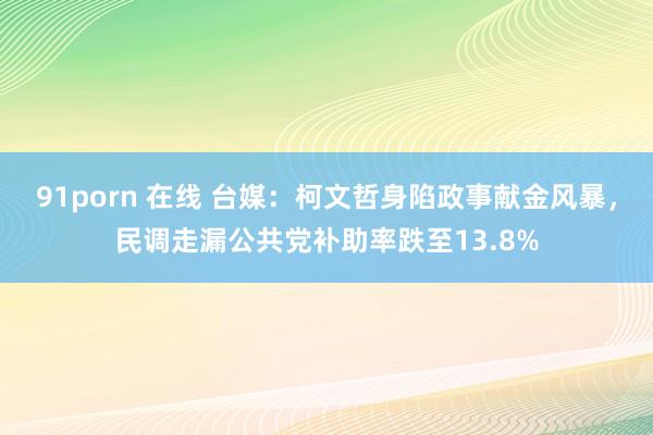 91porn 在线 台媒：柯文哲身陷政事献金风暴，民调走漏公共党补助率跌至13.8%