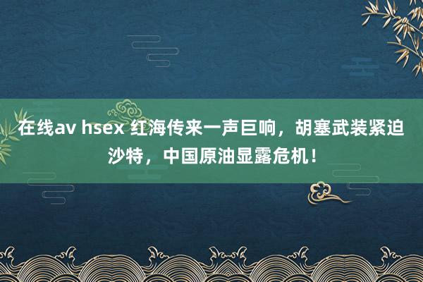 在线av hsex 红海传来一声巨响，胡塞武装紧迫沙特，中国原油显露危机！