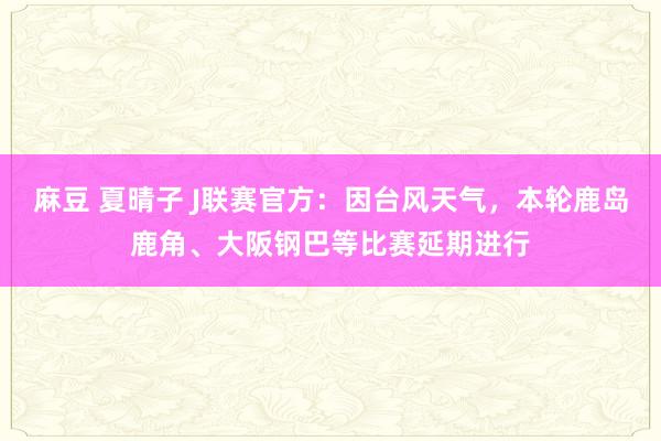 麻豆 夏晴子 J联赛官方：因台风天气，本轮鹿岛鹿角、大阪钢巴等比赛延期进行