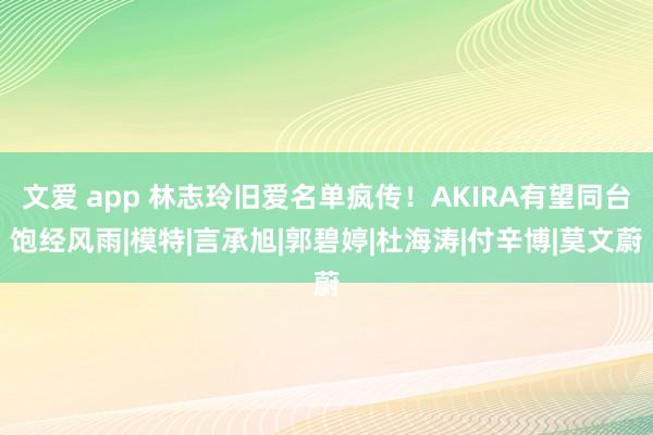 文爱 app 林志玲旧爱名单疯传！AKIRA有望同台饱经风雨|模特|言承旭|郭碧婷|杜海涛|付辛博|莫文蔚