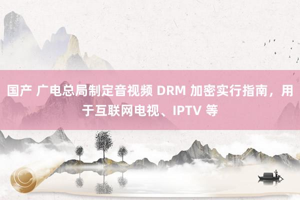 国产 广电总局制定音视频 DRM 加密实行指南，用于互联网电视、IPTV 等